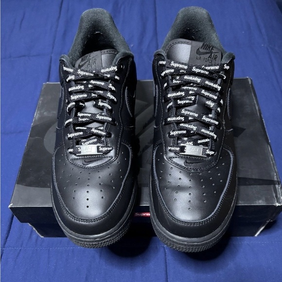 Supreme x Nike Air Force 1 Low Box Logo Black 2020 Size 9.5